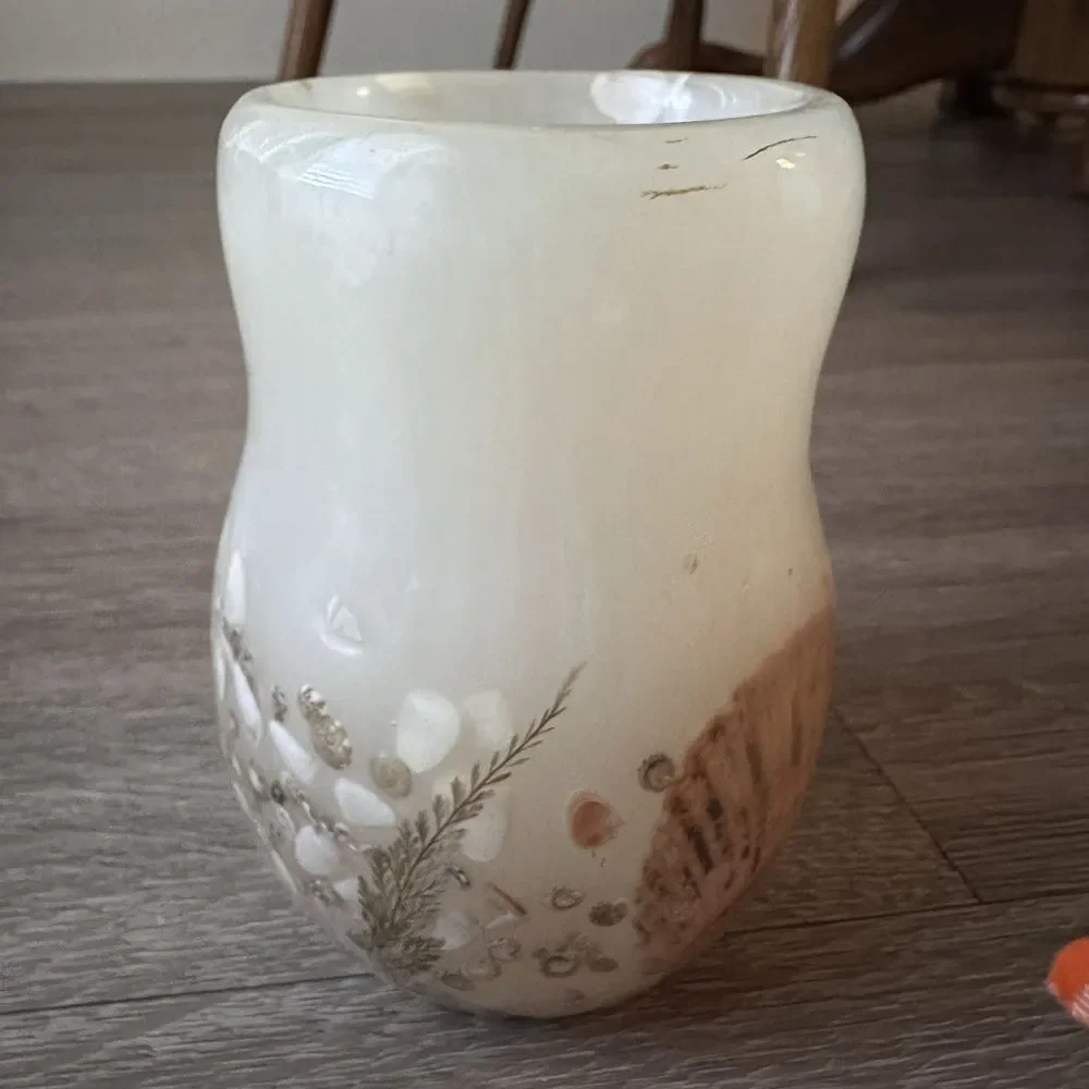 VTG Acrylic Resin Shells Candle Holder 4.75 Inch Vase Nautical Beach Ocean Decor